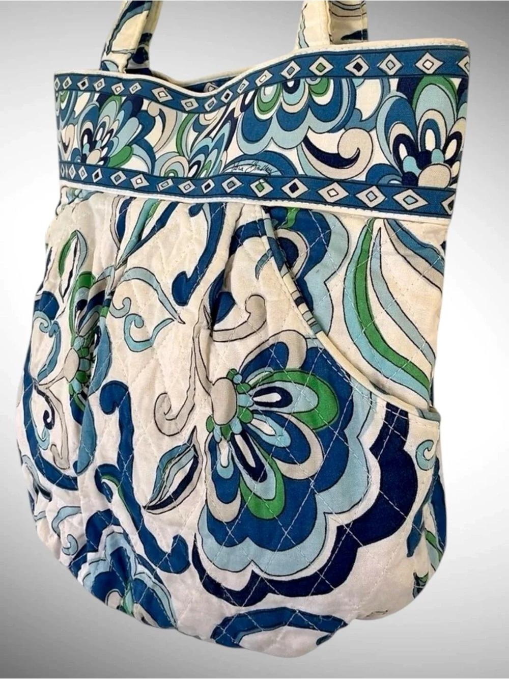 Vera Bradley Blue Paisley Shoulder Bag Quilted Tote Floral Mediterranean Morgan